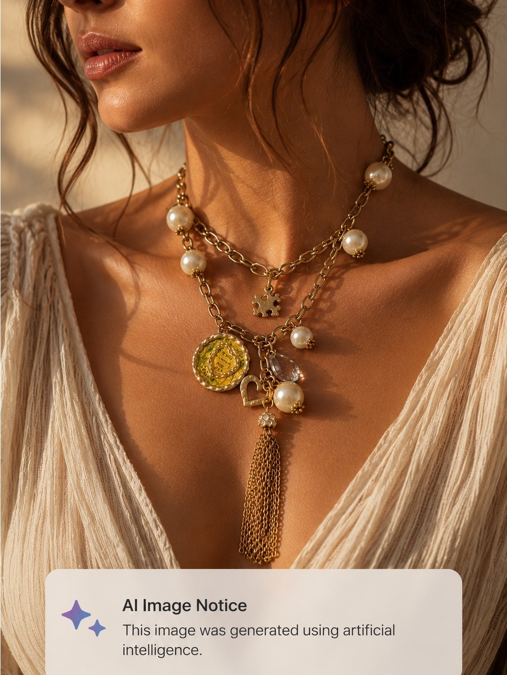France Vintage Lariat Layered Charm Pearl Necklace Laplaine Expert Rue Loures